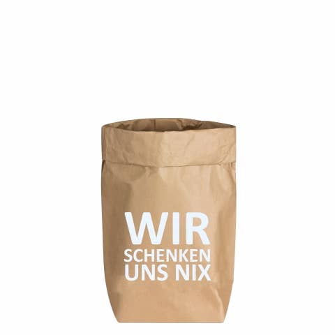 Paperbags Small natur, WIR SCHENKEN UNS NIX, weiss