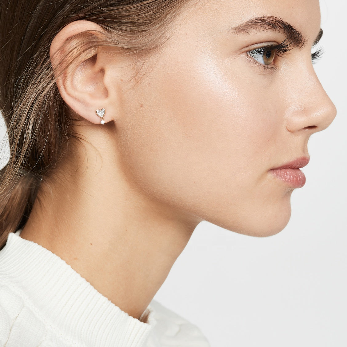 Dangeling Heart Earstud Silber