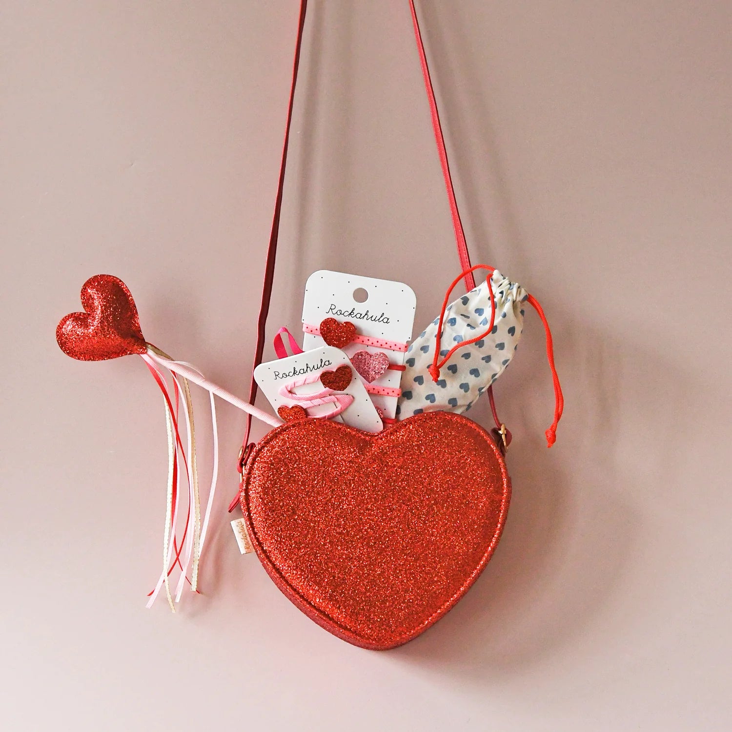 Liebesherz-Glitzer-Tasche