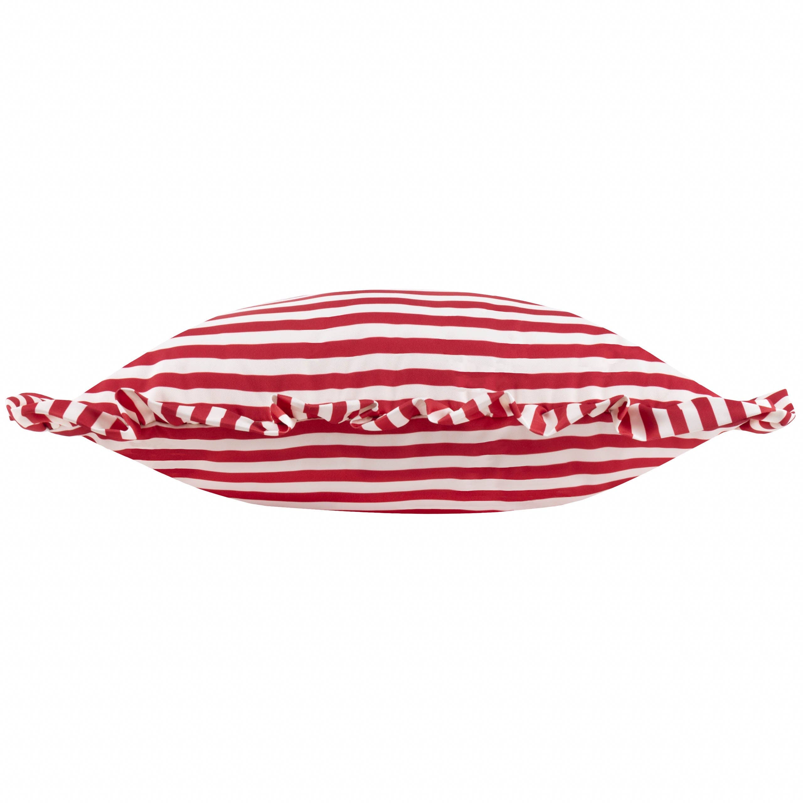 Millie Ruffle Gestreiftes Outdoor-Kissen Candy Red