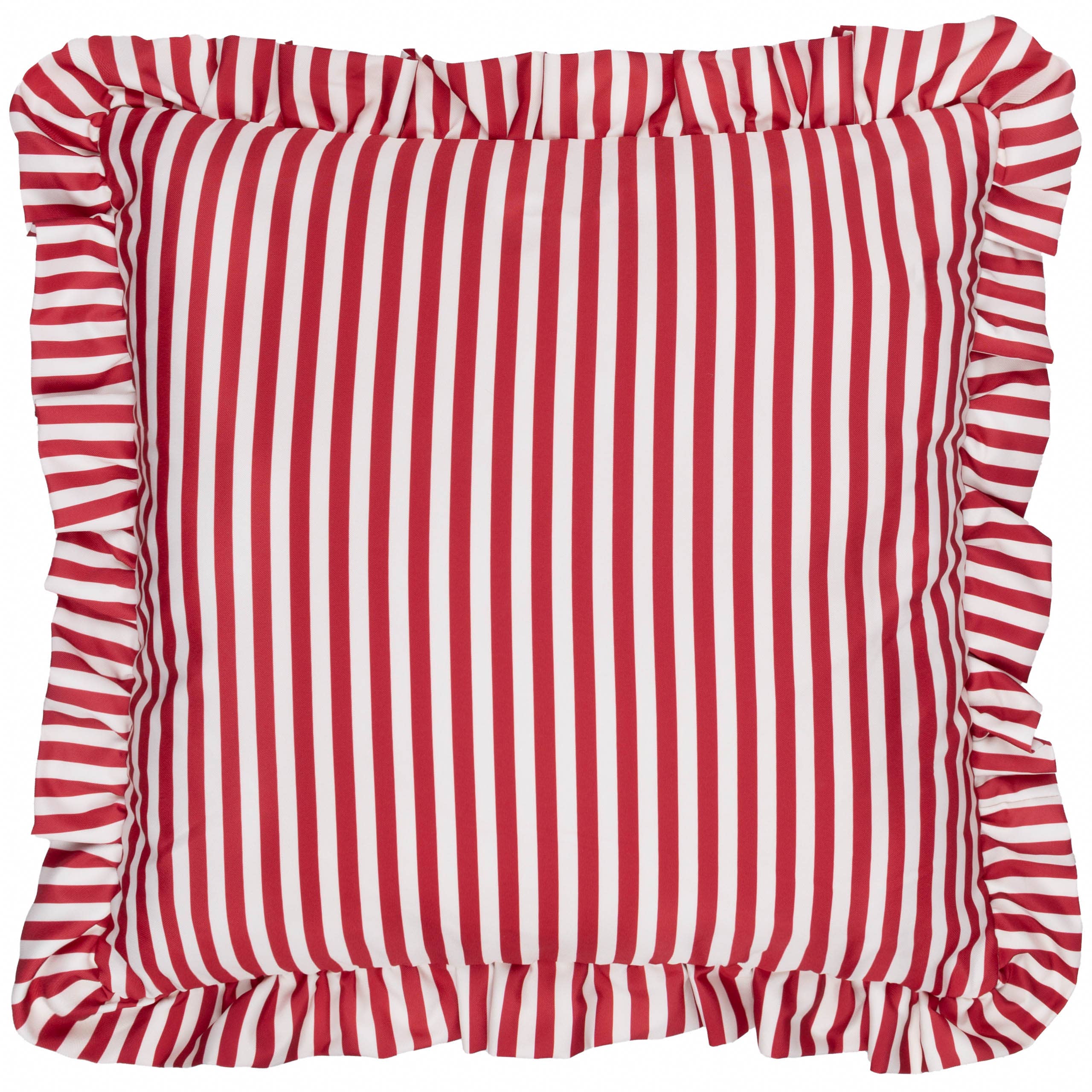 Millie Ruffle Gestreiftes Outdoor-Kissen Candy Red
