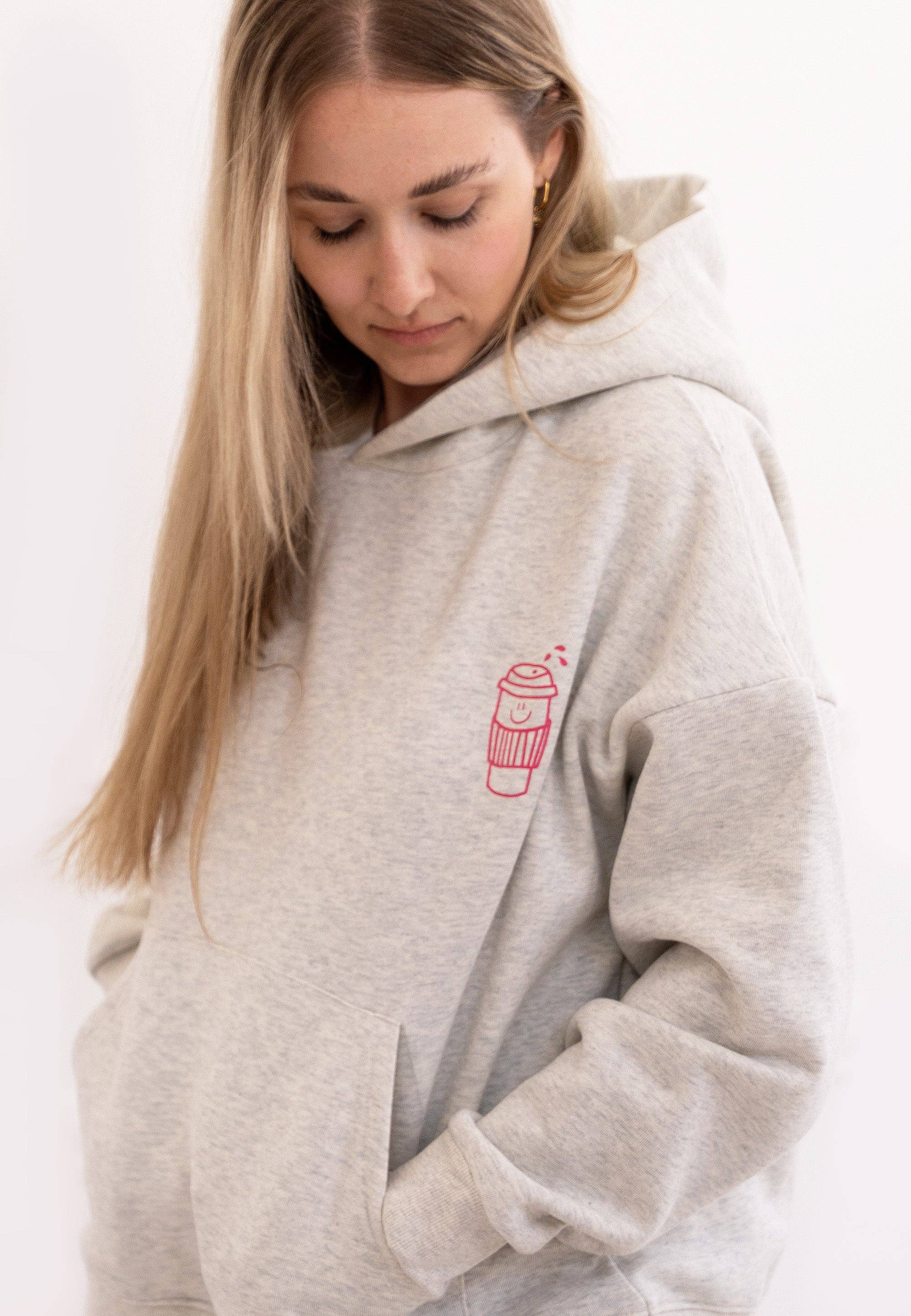 Erwachsenen Hoodie Coffee before Chaos pink