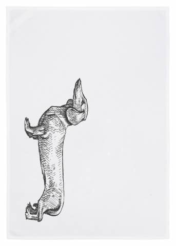 Geschirrtuch weiss, DACKEL, dunkelgrau
100% Baumwolle,