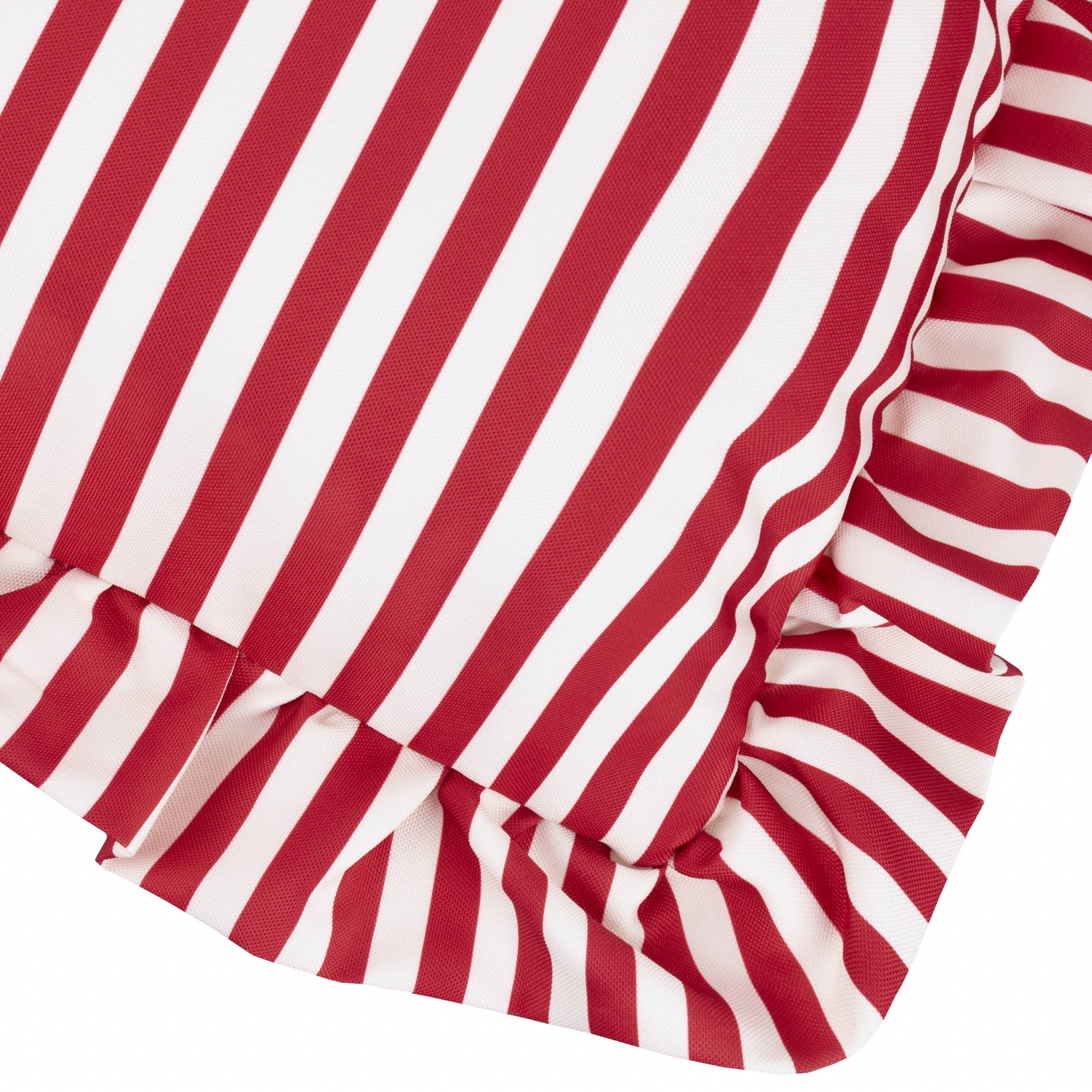 Millie Ruffle Gestreiftes Outdoor-Kissen Candy Red
