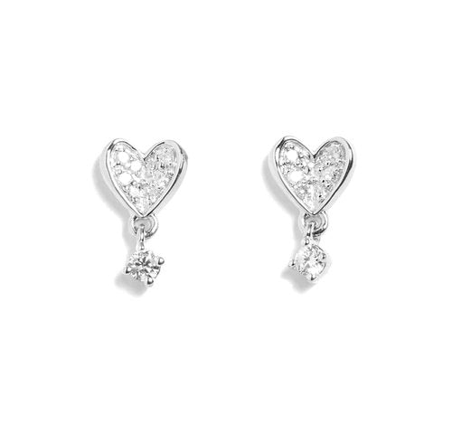 Dangeling Heart Earstud Silber