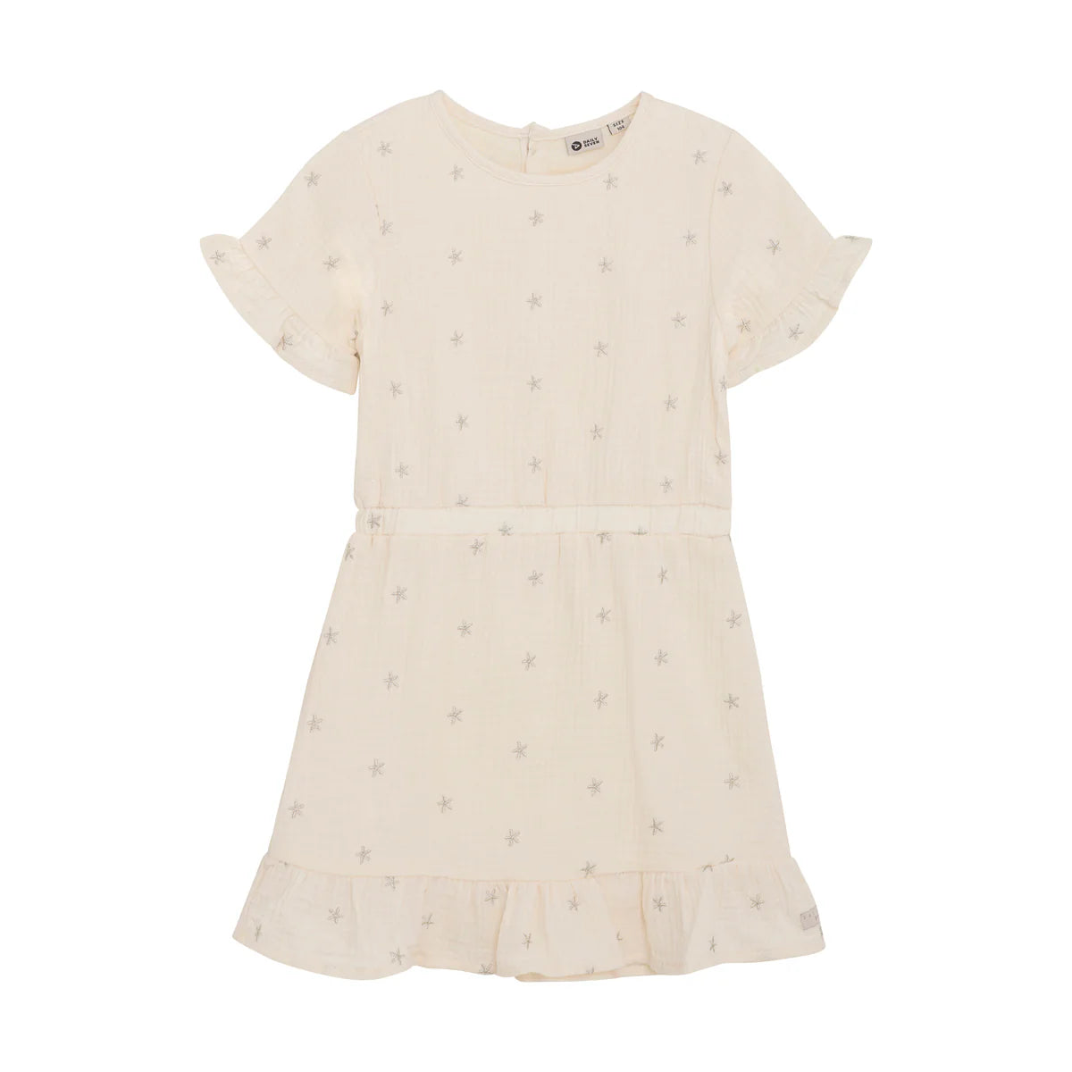 Musselinkleid Allover Print weiß mit Sternen