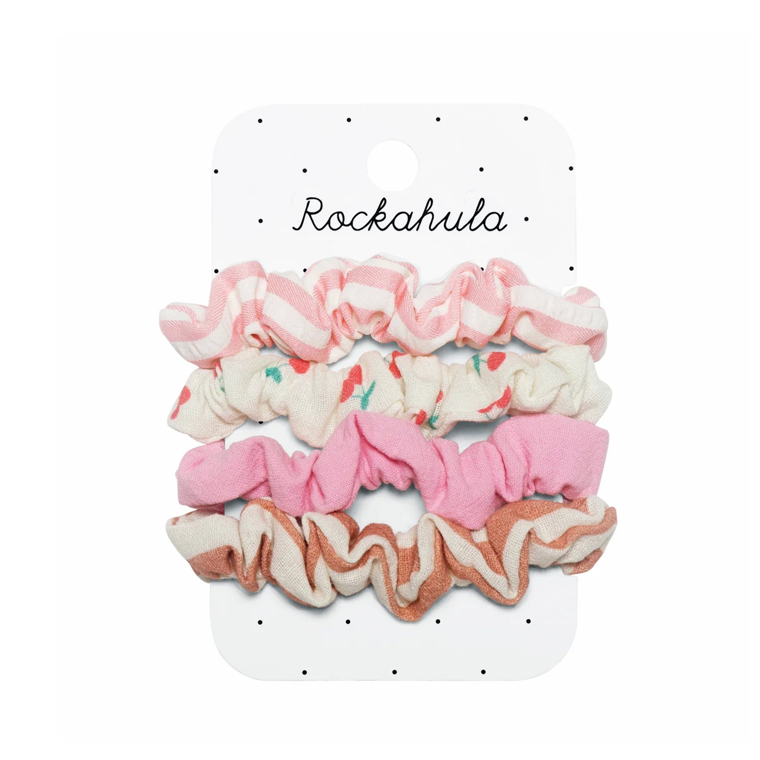 Kirschstreifen-Scrunchie-Set