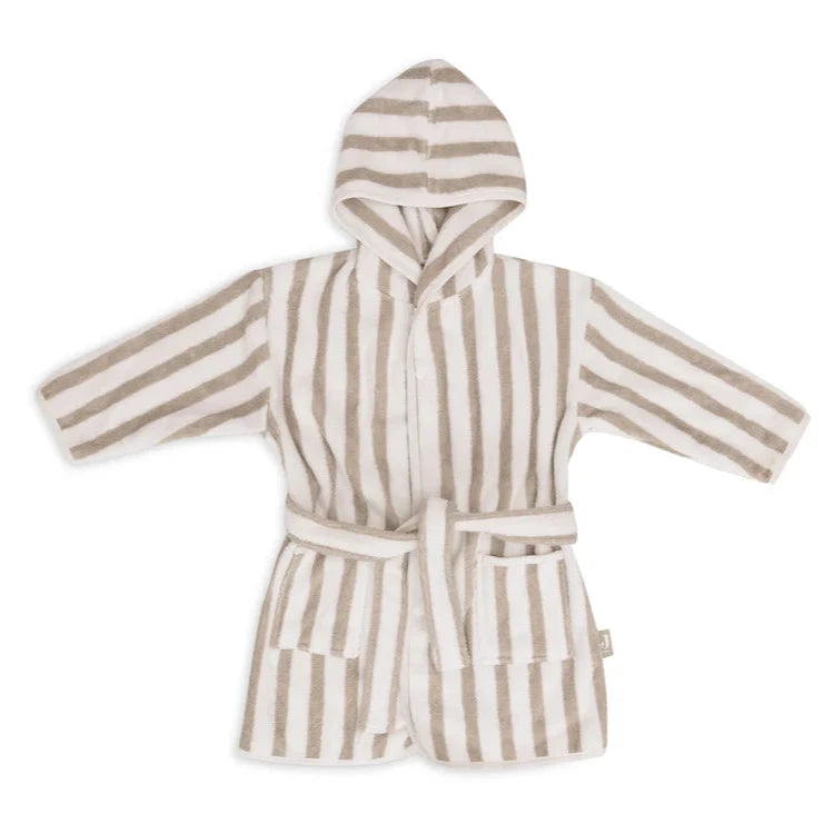Bademantel - Stripe Frottee Olive Green GOTS