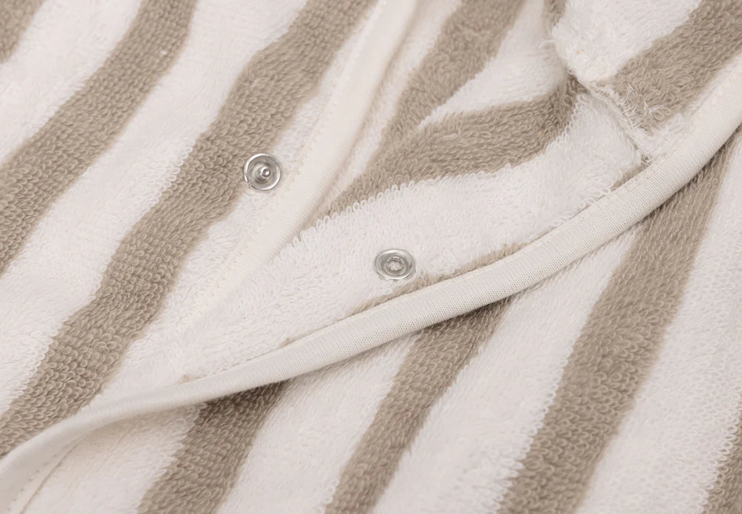 Bademantel - Stripe Frottee Olive Green GOTS