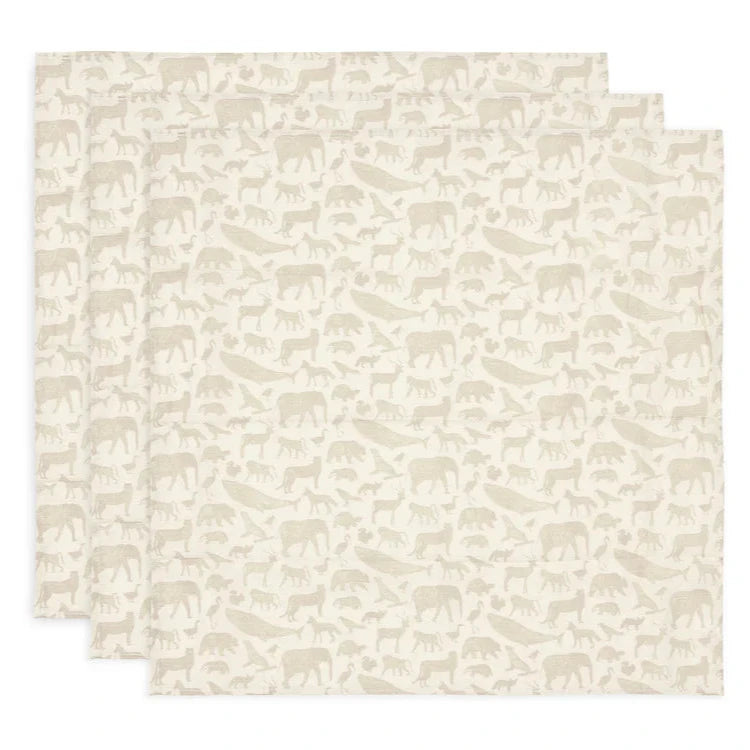 Spucktuch Hydrophil 70x70cm Animals Nougat (3er-Pack)