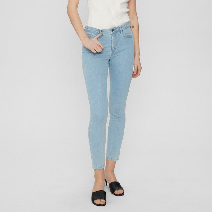 NUSIDNEY CROPPED JEANS - Light Blue Denim
