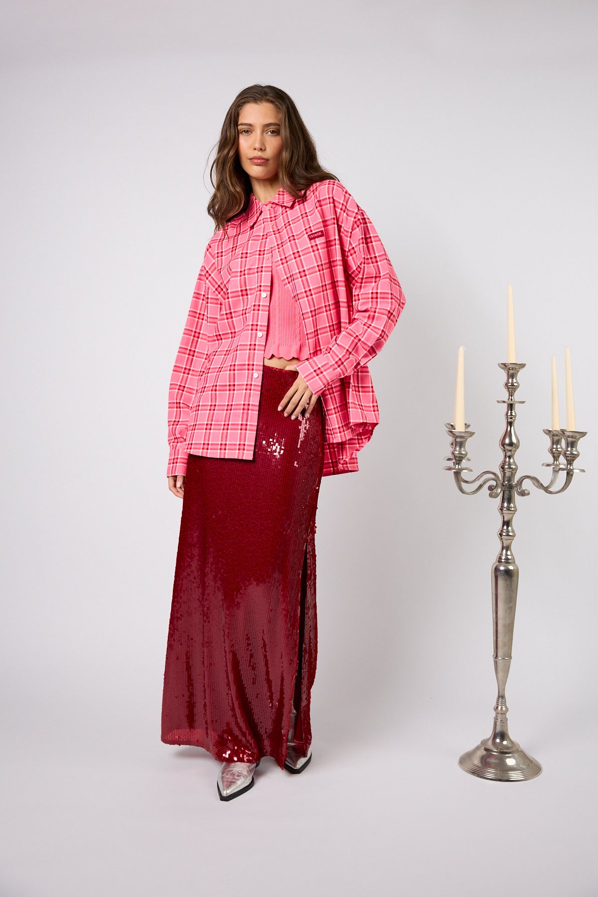 Flanellhemd Vivian Karo pink OH April