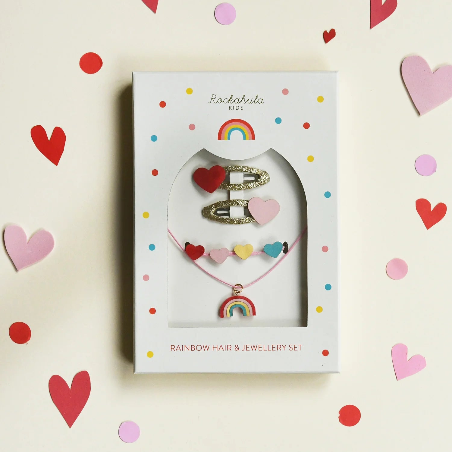 Vintage Regenbogen Haar- & Schmuck-Set