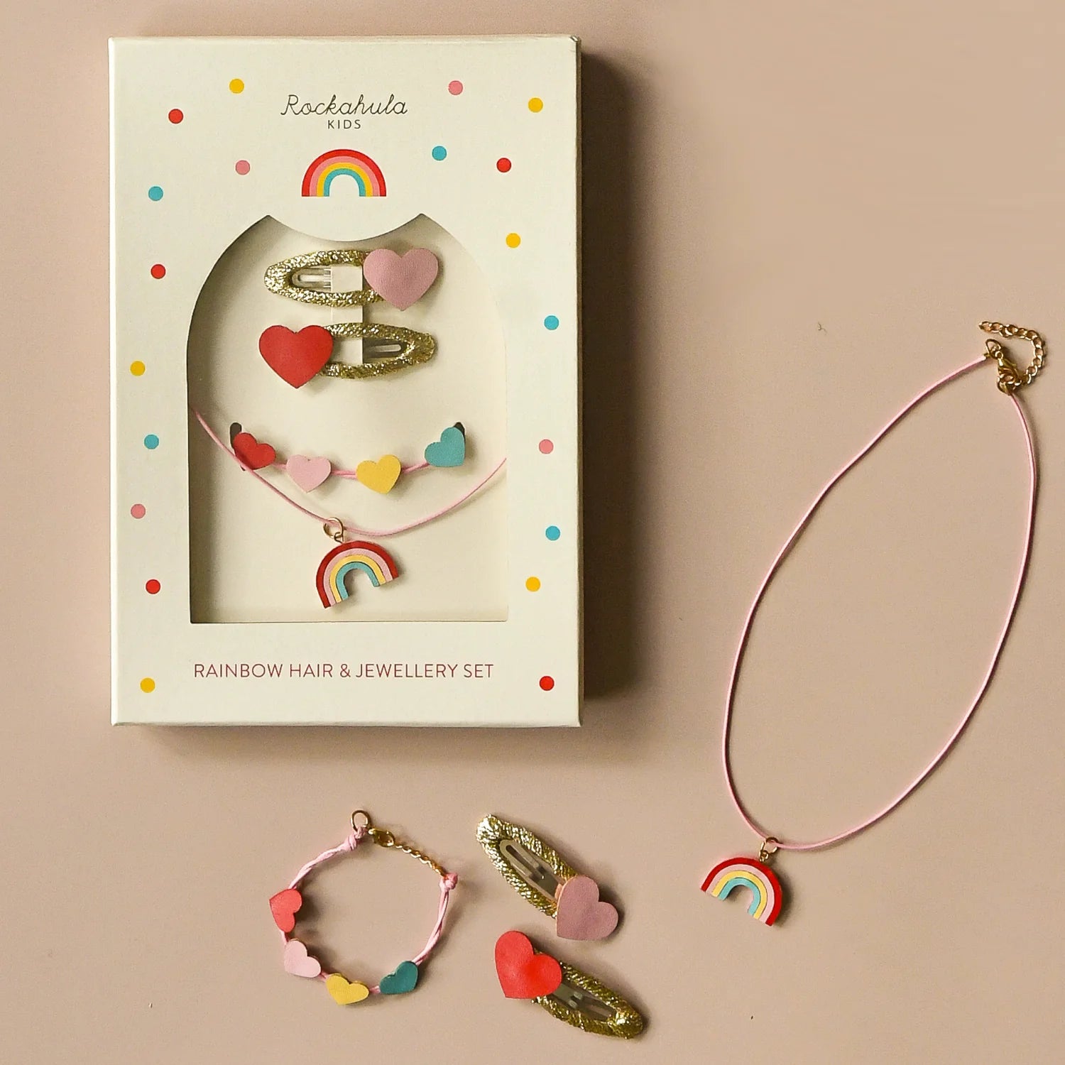Vintage Regenbogen Haar- & Schmuck-Set