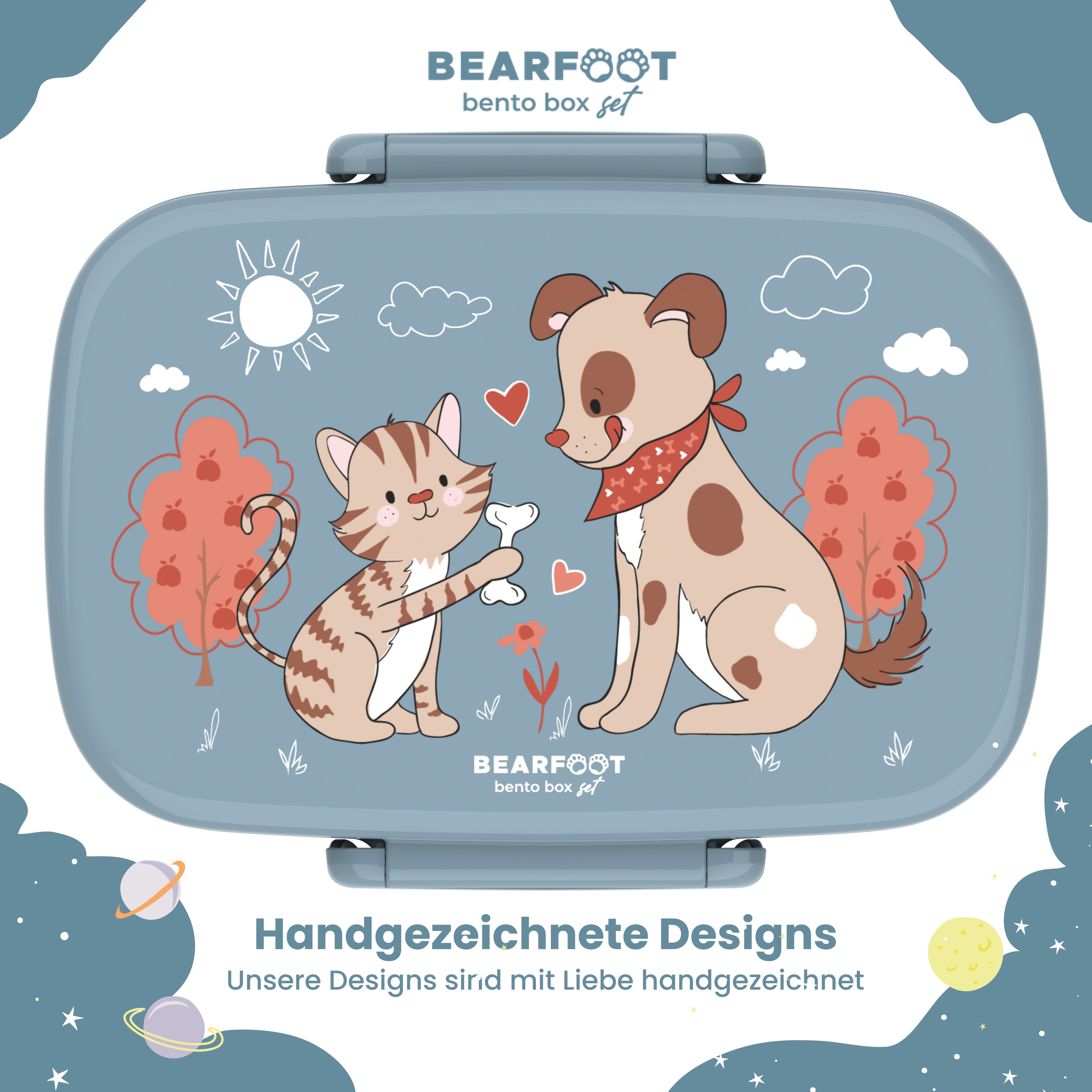 Brotdose Kinder Fächern, leicht & auslaufsicher - Hund Katze