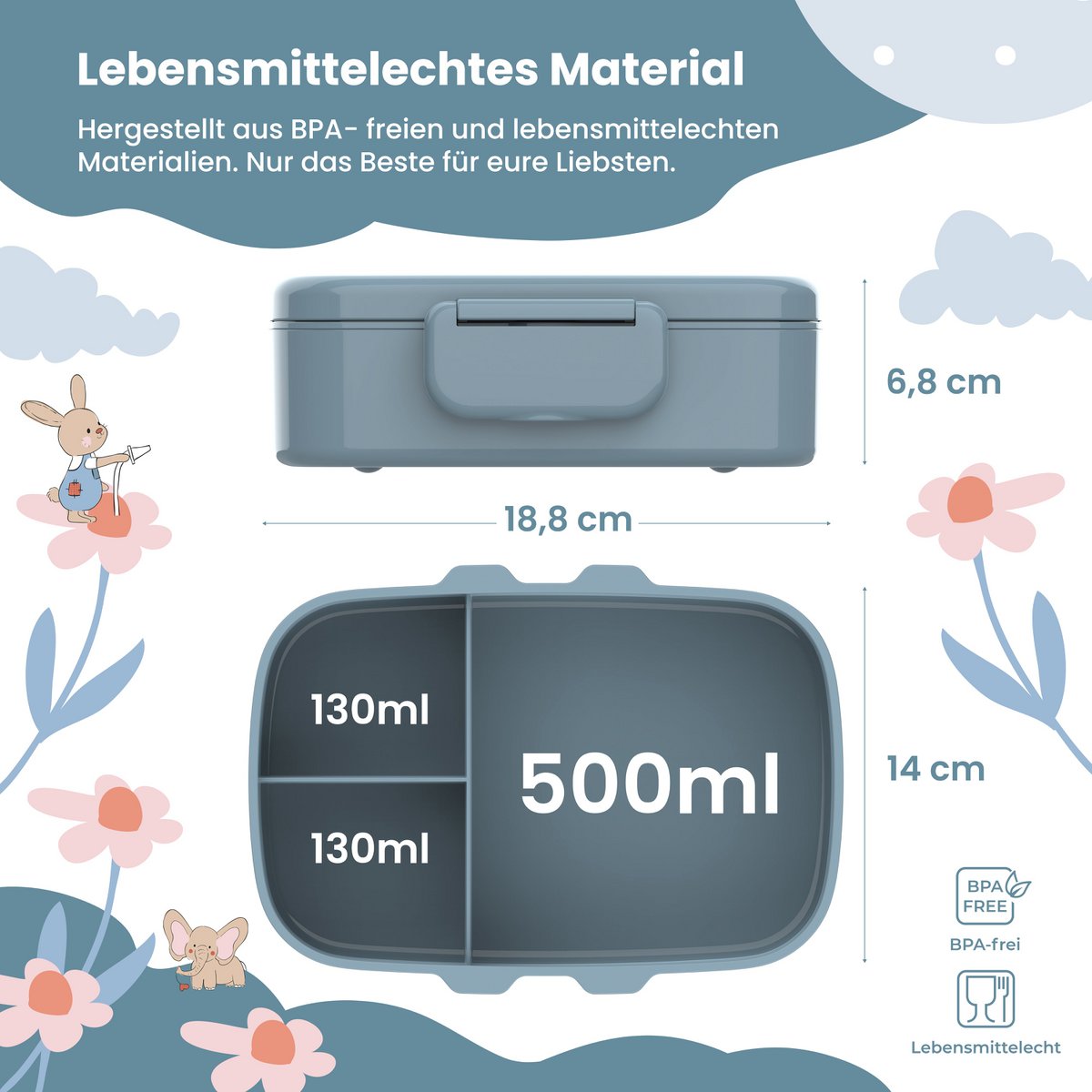 Brotdose Kinder Fächern, leicht & auslaufsicher - Hund Katze