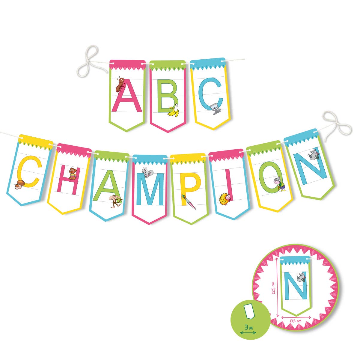ABC CHAMPIONS Girlande, 3-fach sortiert