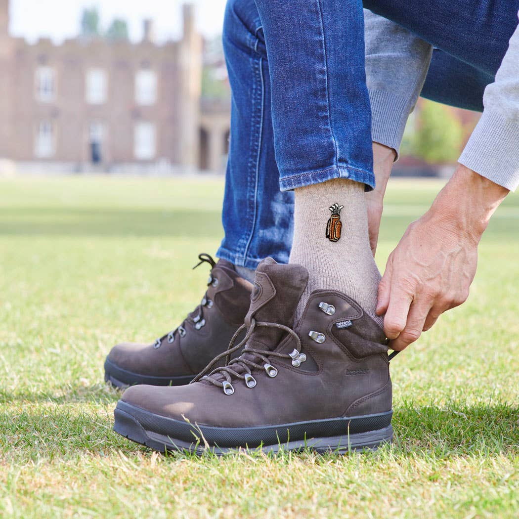 Golftasche und Schläger Sportliebhaber Wollsocken