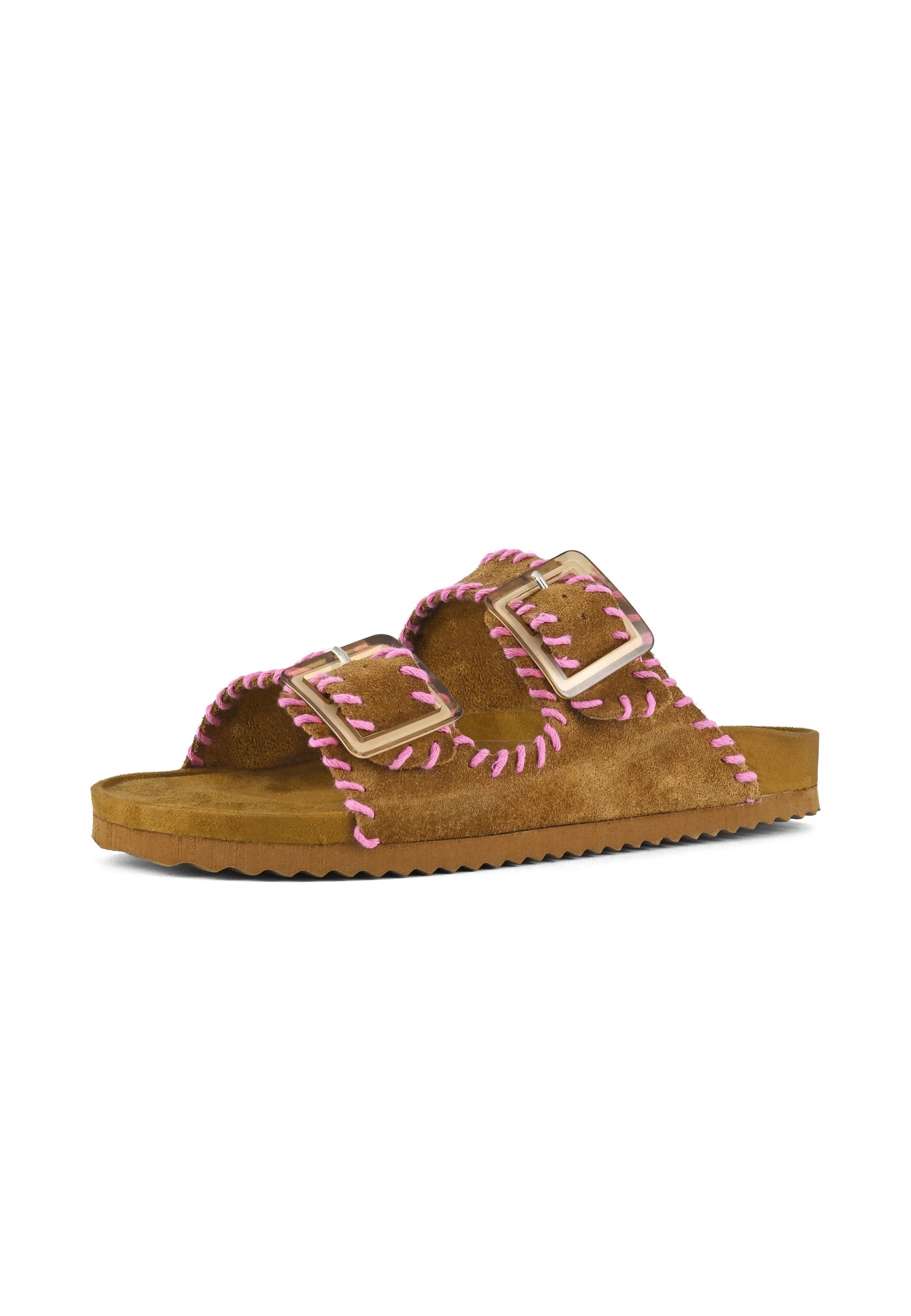 FLAT -  Pantolette flach camel/pink