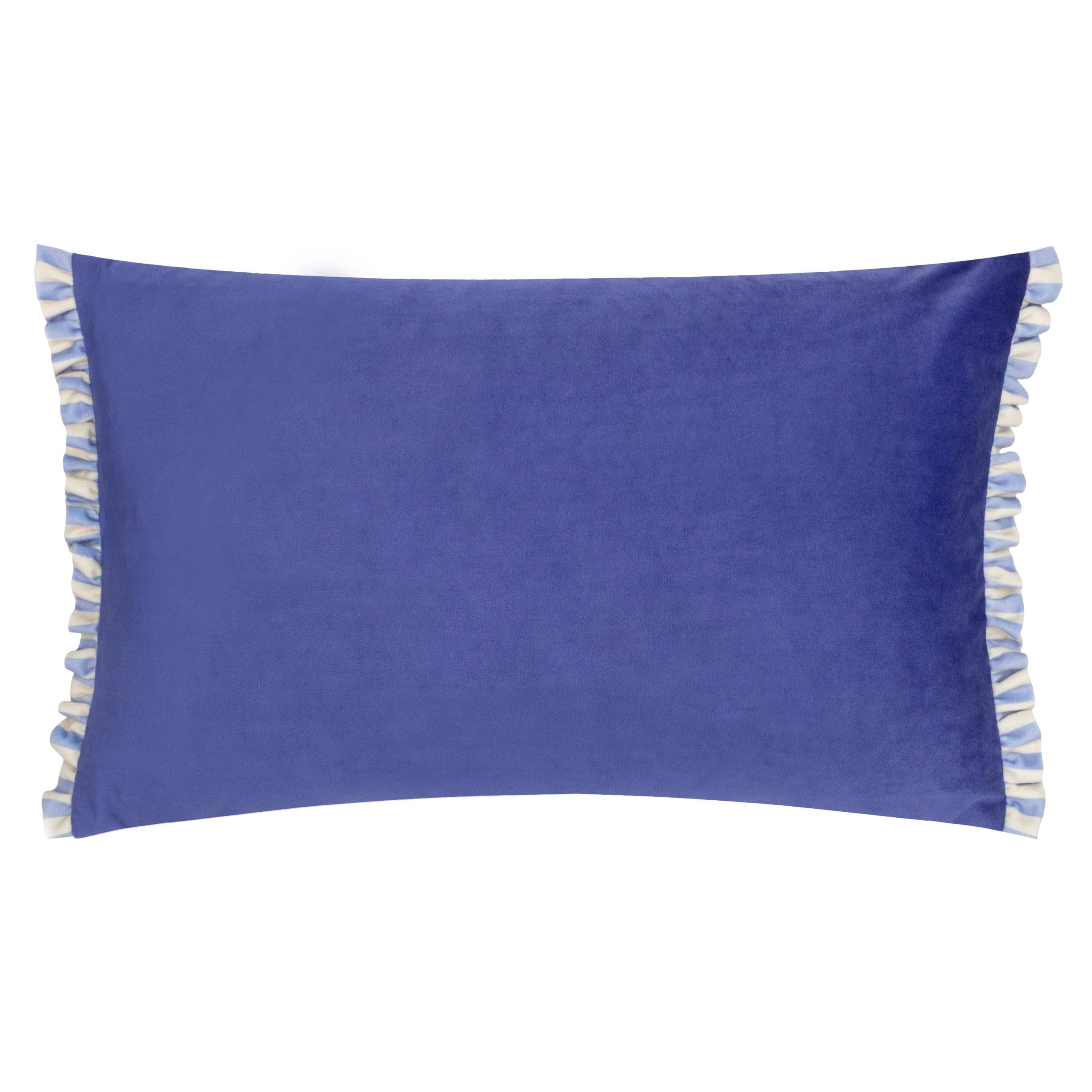 Gestreiftes Samtkissen Araya Blau