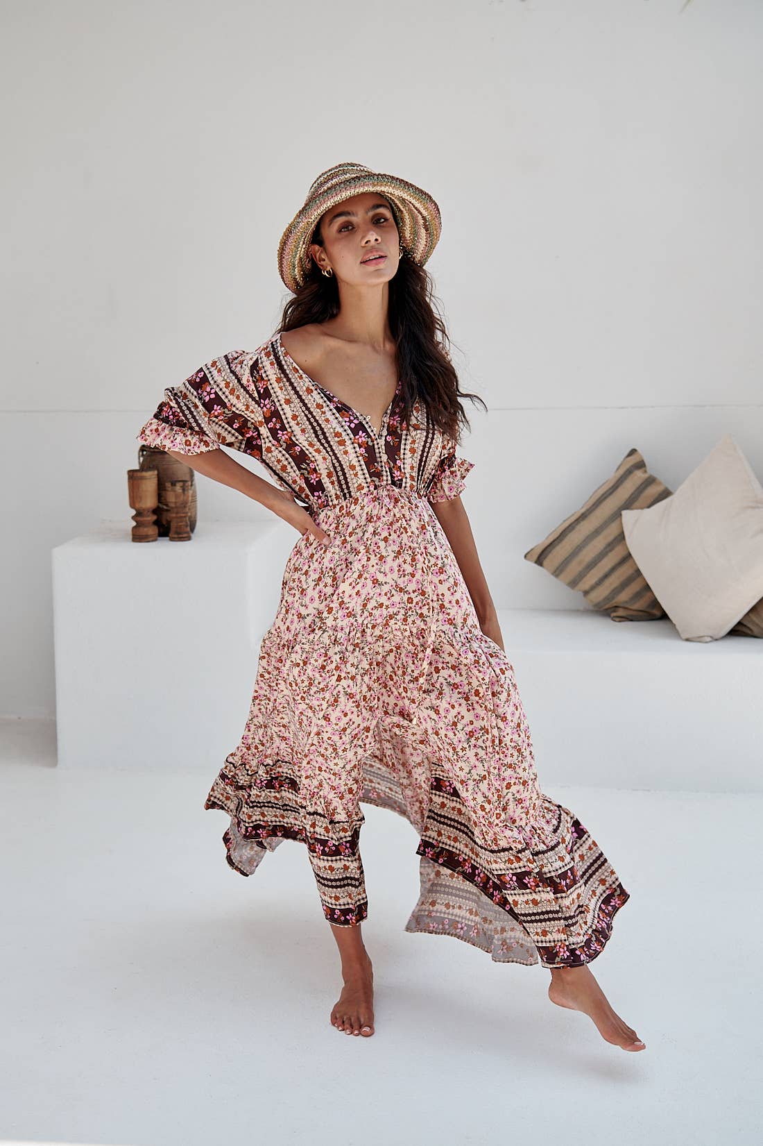 Maxikleid Lorena mit floralem Muster