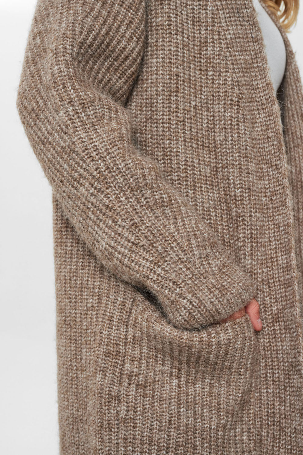 NUZIDNI lange Strickjacke - Fossil Melange