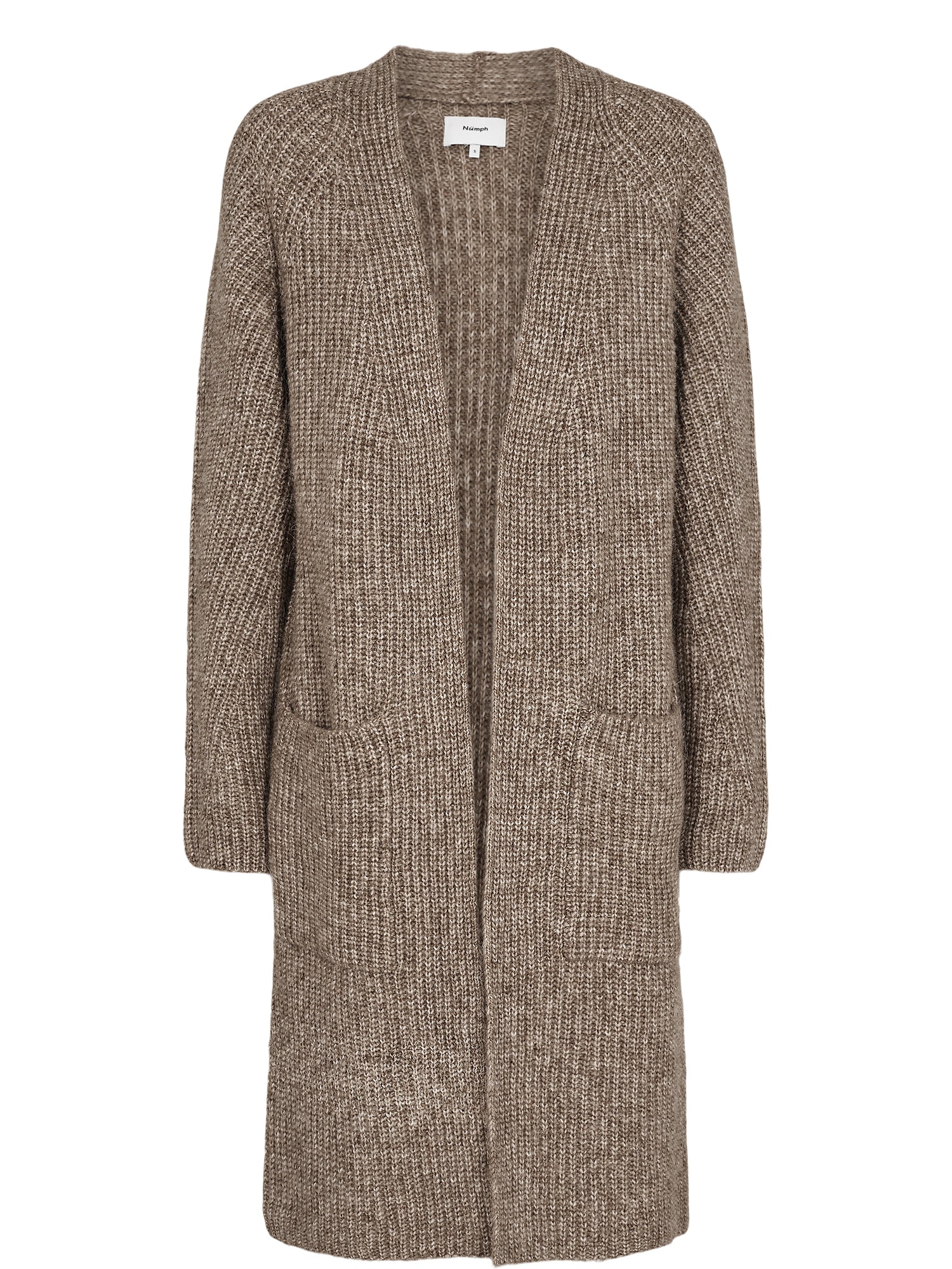 NUZIDNI lange Strickjacke - Fossil Melange