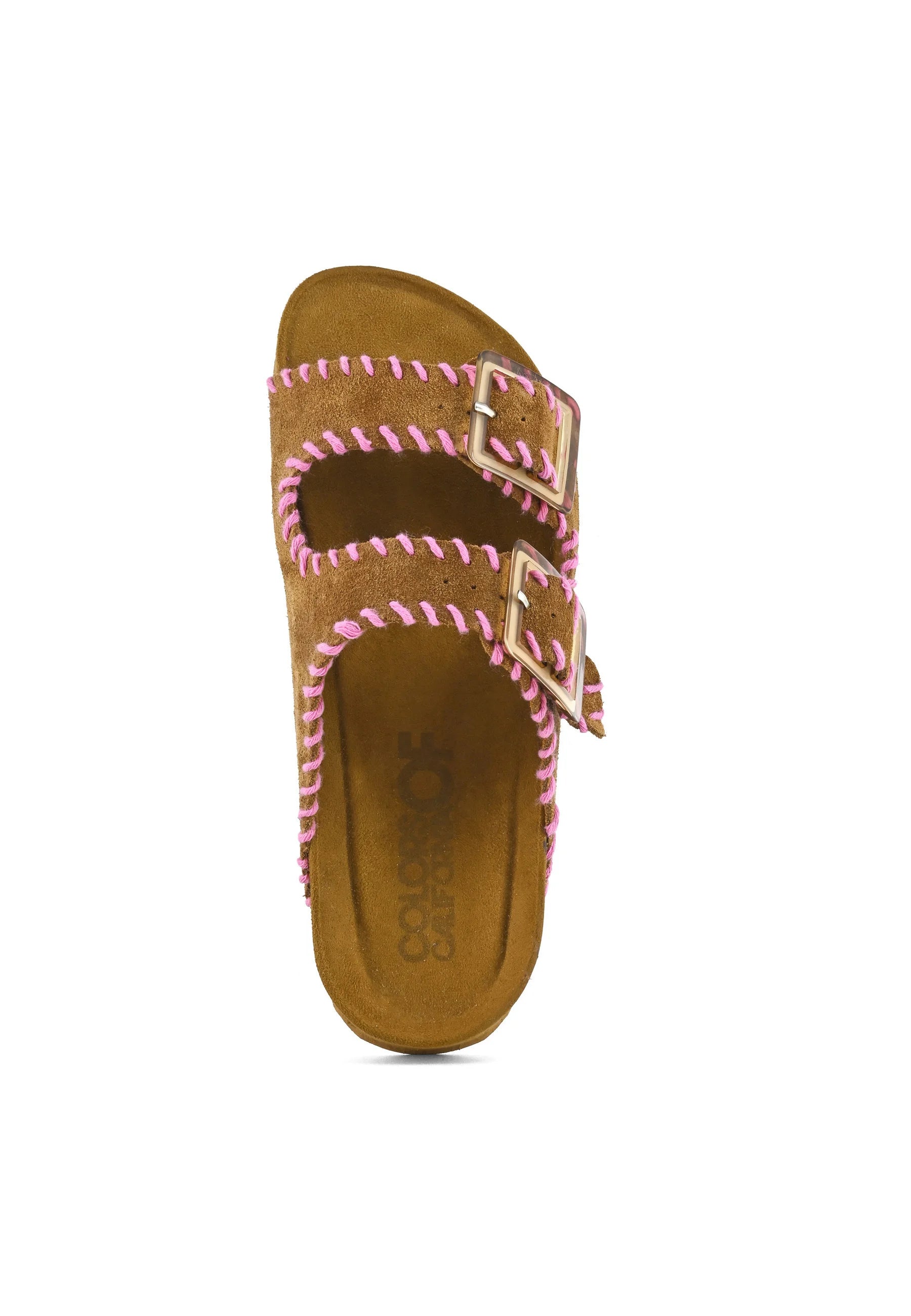 FLAT -  Pantolette flach camel/pink