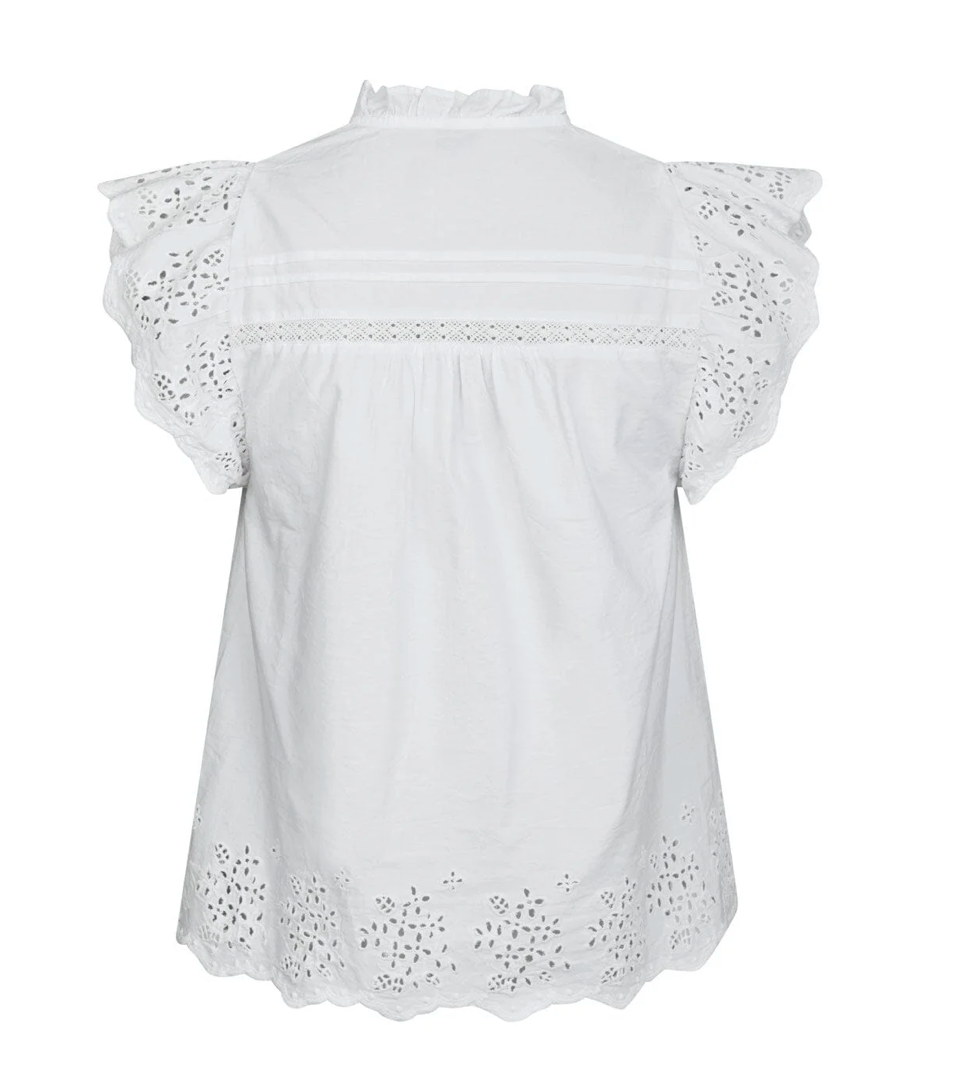 Kyoti Stickerei Bluse, Weiß