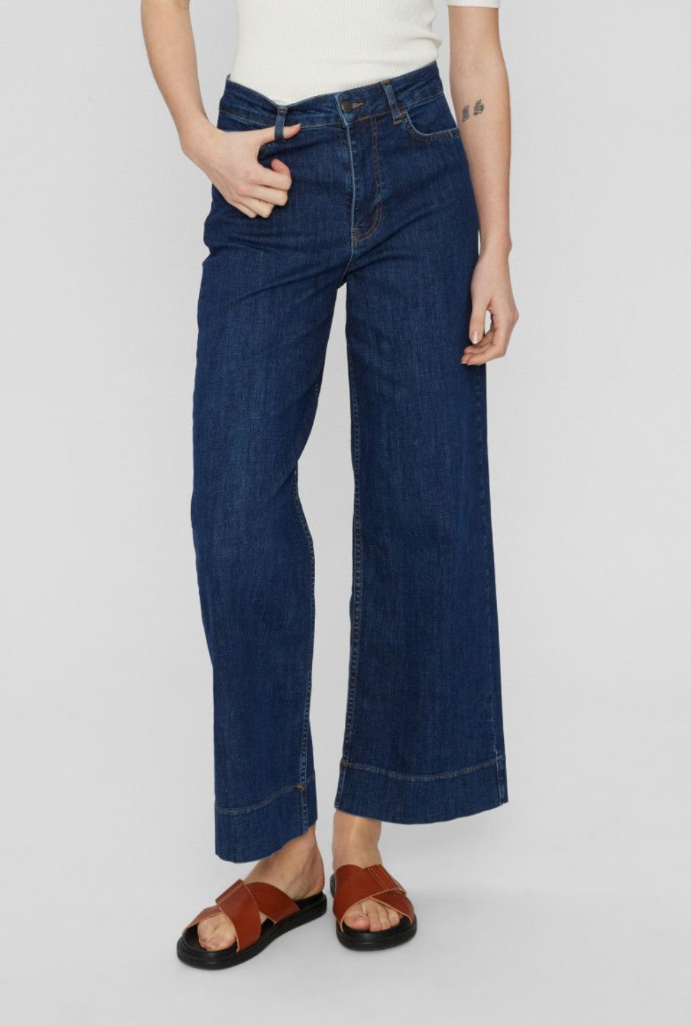 NUPARIS - Cropped Jeans dark Blue