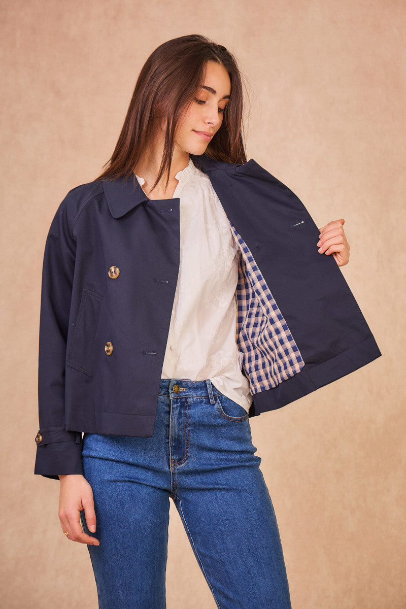 VIOLETTE Trenchcoat kurz blau