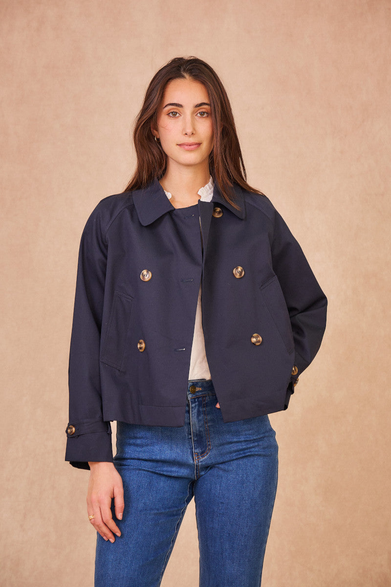 VIOLETTE Trenchcoat kurz blau