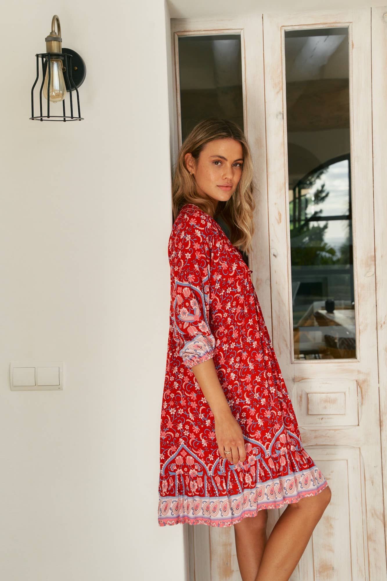 Kleid Ruby mit 3/4 Arm und floralem Muster