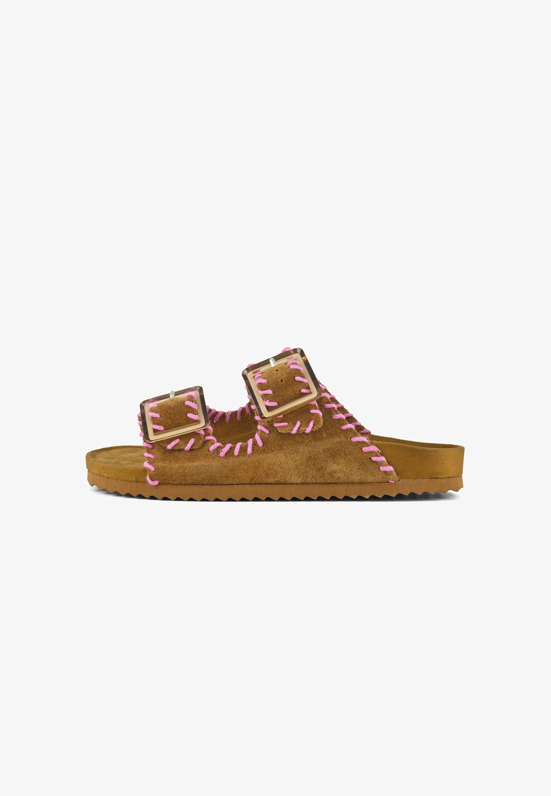 FLAT -  Pantolette flach camel/pink
