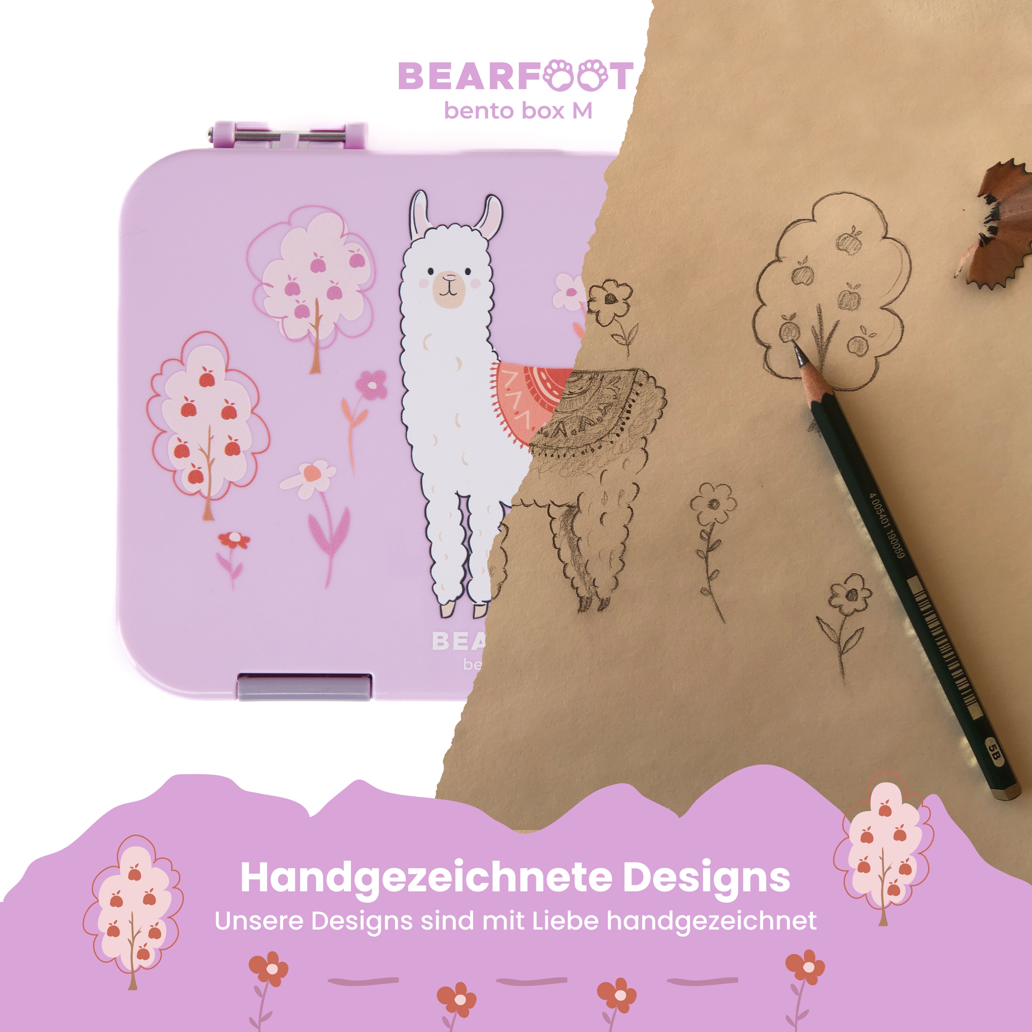 Brotdose Kinder mit Fächern, Lunchbox, Bento box - Einhorn
