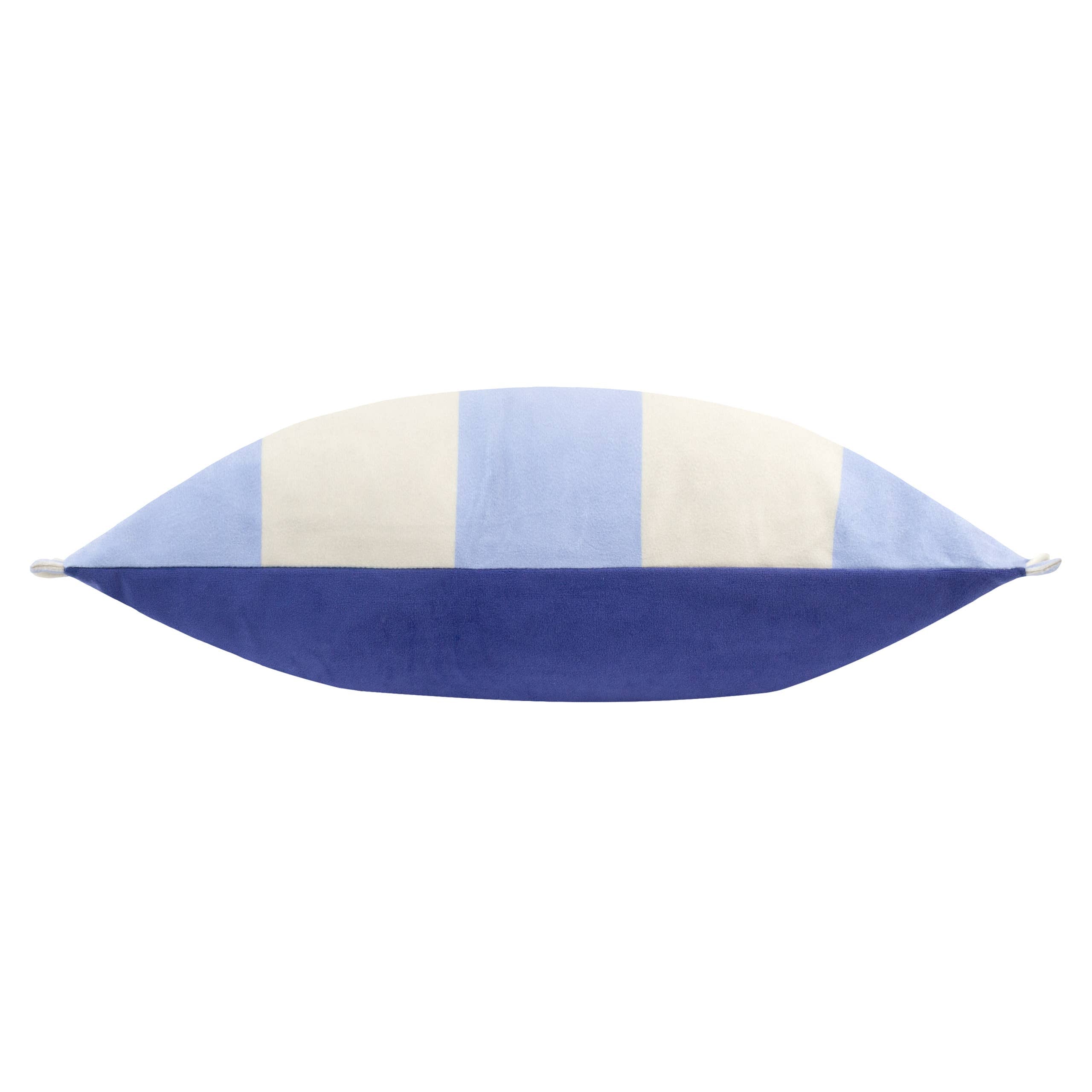 Gestreiftes Samtkissen Araya Blau